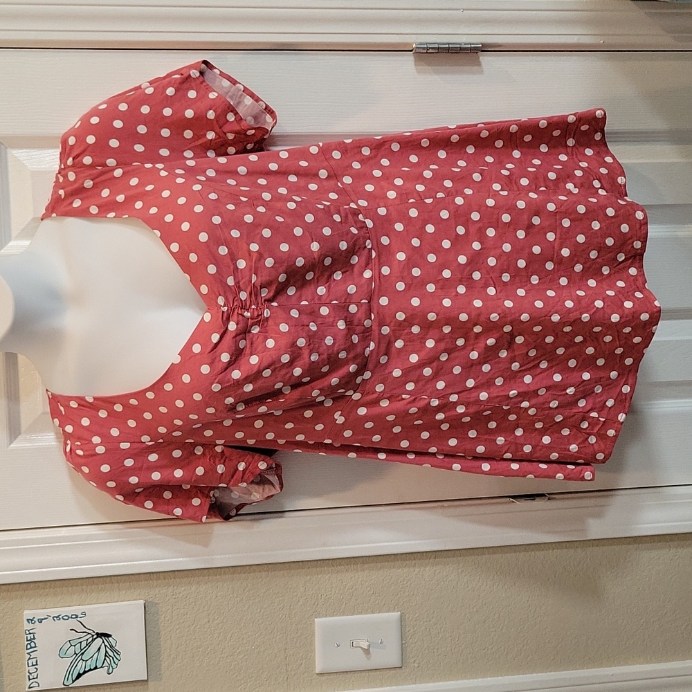 Torrid Pink & White Polka Dot Blouse